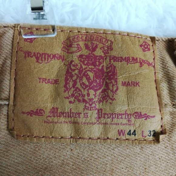 Member's Property‎ Mens Jeans Straight Leg Tan Denim Relaxed Fit High Rise 44x32 - Picture 11 of 13